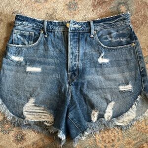 Distressed Good American jean shorts
